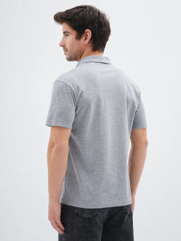 Джемпер мужской с воротником поло короткий рукав GREG G144-PM124T-LT1393 (серый)