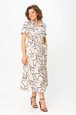 Платье Swallow 844.2 льняной, принт чёрная геометрия фото 3