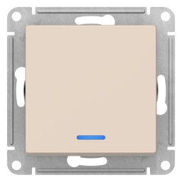 Выключатель SE ATLASDESIGN, 10 А, 1 клавиша, IP20, скрытый, с подсветкой, бежевый, ATN000213