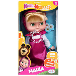 Кукла "М/ф Маша и Медведь. Маша" 25см, в коробке (83033-N23, 379159) 100 фраз, 4 песни, алфавит, цвета