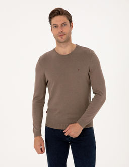 Vizon Melanj Slim Fit Bisiklet Yaka Basic Triko Kazak