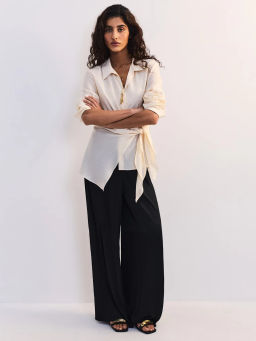 Брюки-палаццо с эластичным поясом из жатой ткани ZR2605012120-50 / Zarina