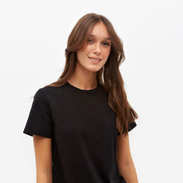 Футболка однотонная женская MINAKU: Basic line, чёрная, размер 48