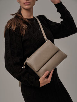 Сумка кожаная кросс-боди Deboro 31069 бежевый латте