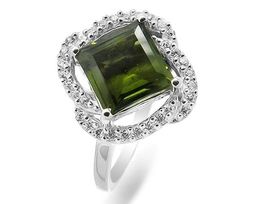 Кольцо из серебра оливковая шпинель, Фрэнка