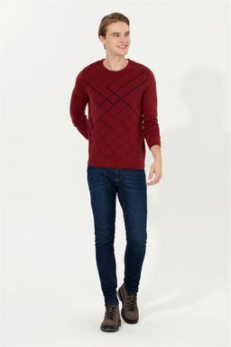 Мужской вязаный свитер вишневого цвета - U.s. polo assn фото 4