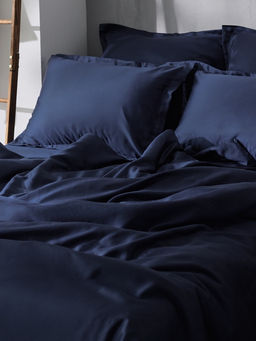 Простыня на резинке 2-спальная SL Home Tencel, 180×200+30 см, тенсель, синяя