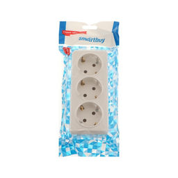 Розетка Smartbuy «Юпитер», 16 А, трехместная, открытая, с з/к, белая