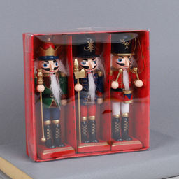 Новогоднее украшение Щелкунчик 3 штуки 12 см / TU-478 /уп 48/ - Галеонтрейд фото 3