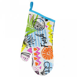 Кухонный комплект "ФрешФут б/з": прихватка-варежка 15х30см + прихватка 20х20см, рогожка 171г/м2, хлопок 100%, наполнитель - ватин 280г/м2, на пластмассовом подвесе, "Домашняя мода" (Россия)