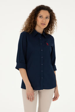 Женщина темно -синий длинное рубаш