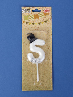 Цена за 3 шт. Свеча для торта «Джентельмен», цифра 5, белая