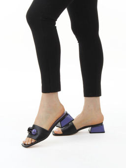 08-HLP1035-28 BLACK/VIOLET Босоножки женские (натуральная кожа)