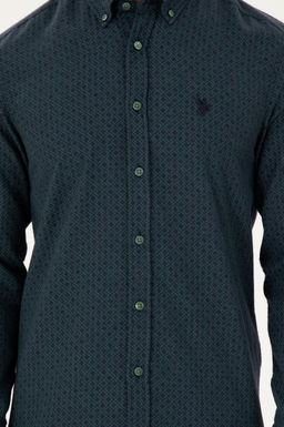 Мужская темно-зеленая рубашка с длинным рукавом - U.s. polo assn фото 6