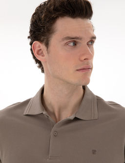 Koyu Vizon Slim Fit %100 Pamuk Polo Yaka Basic Ti__rt