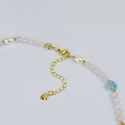 Колье из Розового кварца, Аквамарина и Жемчуга - Радуга самоцветов фото 3