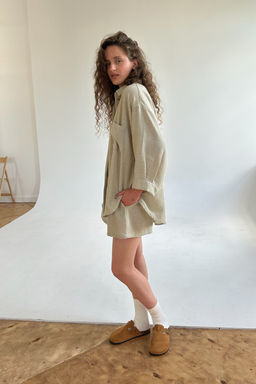 Рубашка СВОБОДА026/20/Оливковый, белый - M&G all natural фото 4