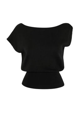 Siyah Yazl?k Ozel Iplik Triko Bluz TWOSS26BZ00313