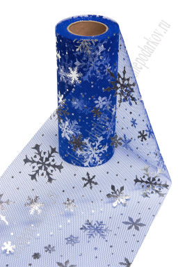 Фатин Снежинки 15 см*15 ярд (SF-3776) синий/серебро - Больше подарков фото 2
