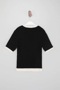 Siyah Renk Blok Detayl? Yumusak Dokulu Triko Ince Bluz TWOSS26BZ00166 - Trendyolmilla фото 6