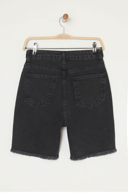 TRENDYOLMILLA Siyah Yuksek Bel Dugme Detayl? Denim Sort TWOSS25SR00204 фото 6