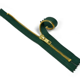 Молния Mzip джинсовая золото №5, 18см н/р цв.F273 т.зеленый уп.10шт