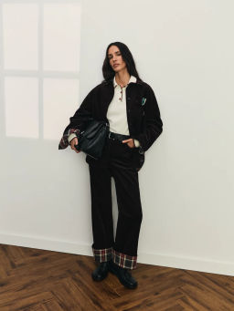 Брюки из вельвета с контрастными подворотами / Zarina