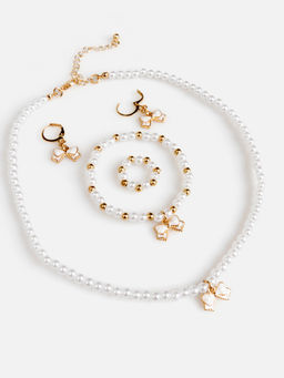 ACOOLA / Набор (бусы+браслет+кольцо+серьги) дет. Stormi молочный  фото 2