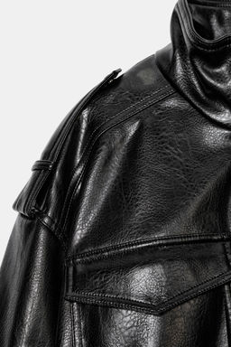 FAUX LEATHER JACKET WITH SHOULDER TABS - Zara фото 9