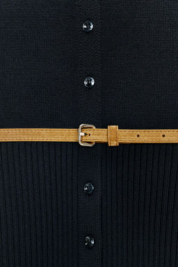 SHORT SLEEVE BELTED CARDIGAN