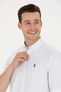 U. S. Polo Assn Мужская темно-синяя белая рубашка с принтом - U.s. polo assn фото 9