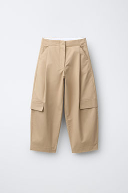 BARREL CARGO TROUSERS WITH BUCKLE DETAIL