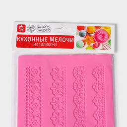 Коврик для айсинга Доляна Узкие полосы, силикон, 39?12 см, розовый  фото 8