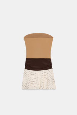 VESTIDO COMBINADO LUNARES / Caramelo - Zara фото 6