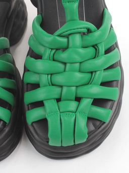 08-PEAG48-2 BLACK/GREEN Босоножки женские (натуральная кожа) - Фабричный китай фото 8