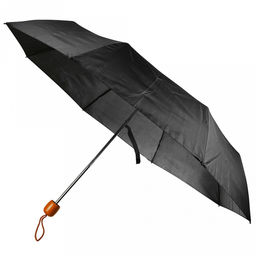 Зонт механический Моно плащевка, 8 лучей, д/купола 98см, 3 сложения, 24см в сложенном виде, пластмассовая ручка, черный, 230гр (Китай)