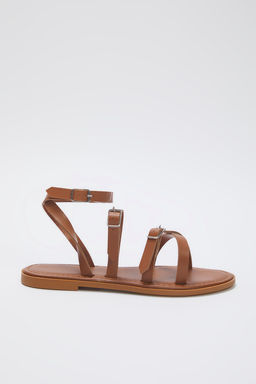 Trendyol Shoes Taba Capraz Bantl? Bilekten Baglamal? Kad?n Sandalet TAKSS25SD00051 - Trendyolmilla фото 5