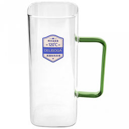 Кружка стеклянная 400мл Байкал тонкостенное, боросиликатное стекло, цветная ручка, 6х6см h14,5см, горло 5,9х5,9см, основание 5,5х5,5см, набор 4 штуки, в подарочной коробке, Делисога (Delisoga) (Китай) - Домашняя мода фото 2
