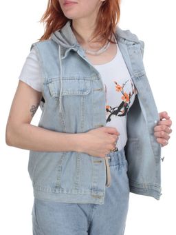 803 BLUE/BLACK Джинсовый жилет женский (100% хлопок) - Фабричный китай фото 19