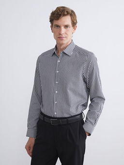 Slim Fit Uzun Kollu ?izgili Poplin Erkek G?mlek
