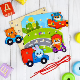 Деревянная игрушка-шнуровка Транспорт - Лесная мастерская фото 4