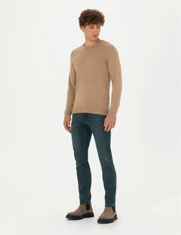 Camel Melanj Slim Fit Bisiklet Yaka Basic Triko Kazak - Pierre cardin фото 4