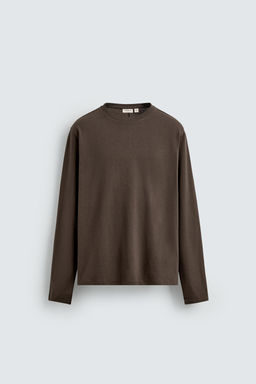 CAMISETA MEDIUM WEIGHT MANGA LARGA ORIGINS / Marr?n - Zara фото 7