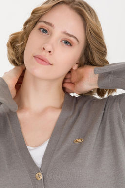 U. S. Polo Assn Женский серый меланжевый базовый трикотажный кардиган - U.s. polo assn фото 7