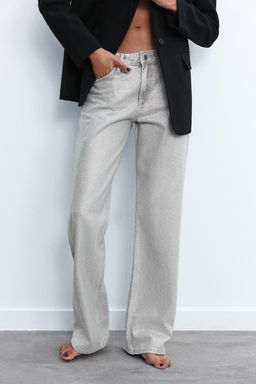 JEANS TRF WIDE LEG BRILLOS MID-WAIST - Zara фото 2