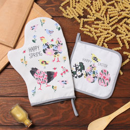 Набор кух. Доляна Яркой пасхи: варежка 20х28 см, прихватка 17х17 см, 35% хл, 65% пэ