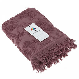 Полотенце махровое "Королевский шик" 50х90см, хлопок 100%, с бахромой, бордовый (Китай)