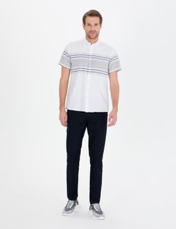 Lacivert Slim Fit Kanvas Pantolon