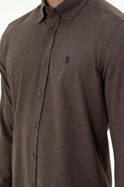 Мужская коричневая базовая рубашка с длинным рукавом Неожиданная скидка в корзине - U.s. polo assn фото 7