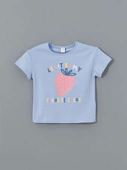 Bisiklet Yaka Bask?l? K?z ?ocuk Ti??rt 2li